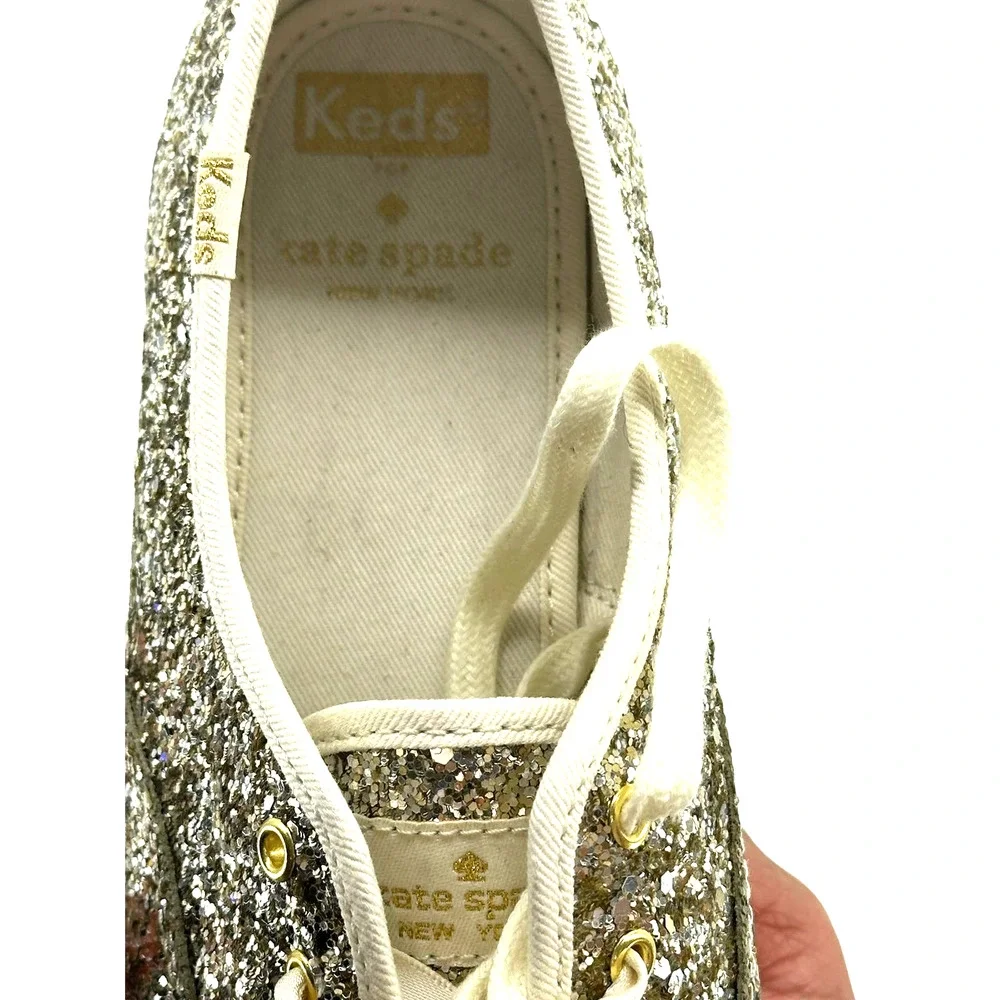 Keds X Kate Spade New York Glitter Sneakers Stylish Comfy Glam Chic Size 8 - Picture 8 of 10